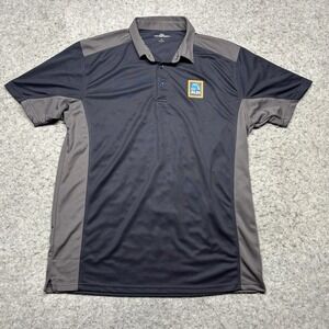 Vansport Company Polo Shirt ALDI Graphic Logo Short‎ Sleeve Men's Large Blue
